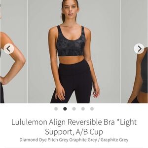 Lululemon Align Reversible Bra  A/B Cup Diamond Dye Pitch Graphite Grey Sz 6